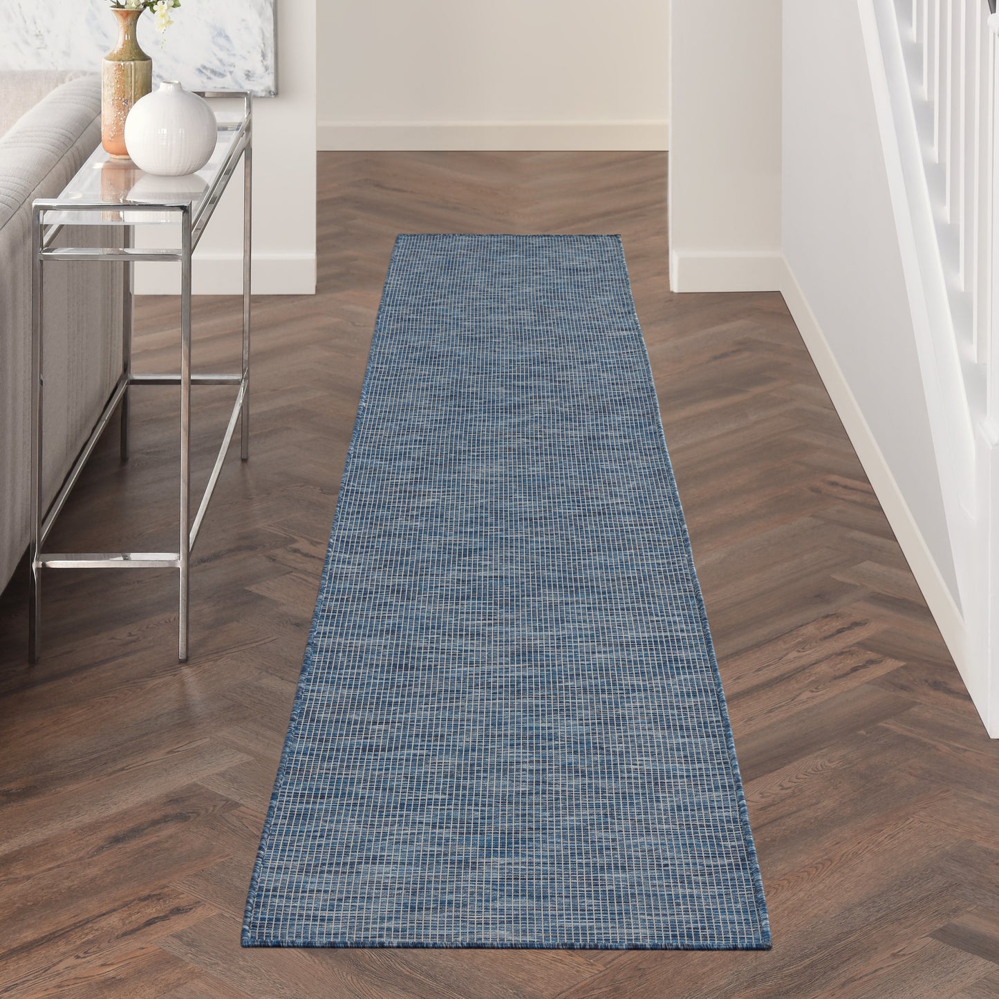 Nourison Positano 2'2" x 10' Navy Blue Modern Rug