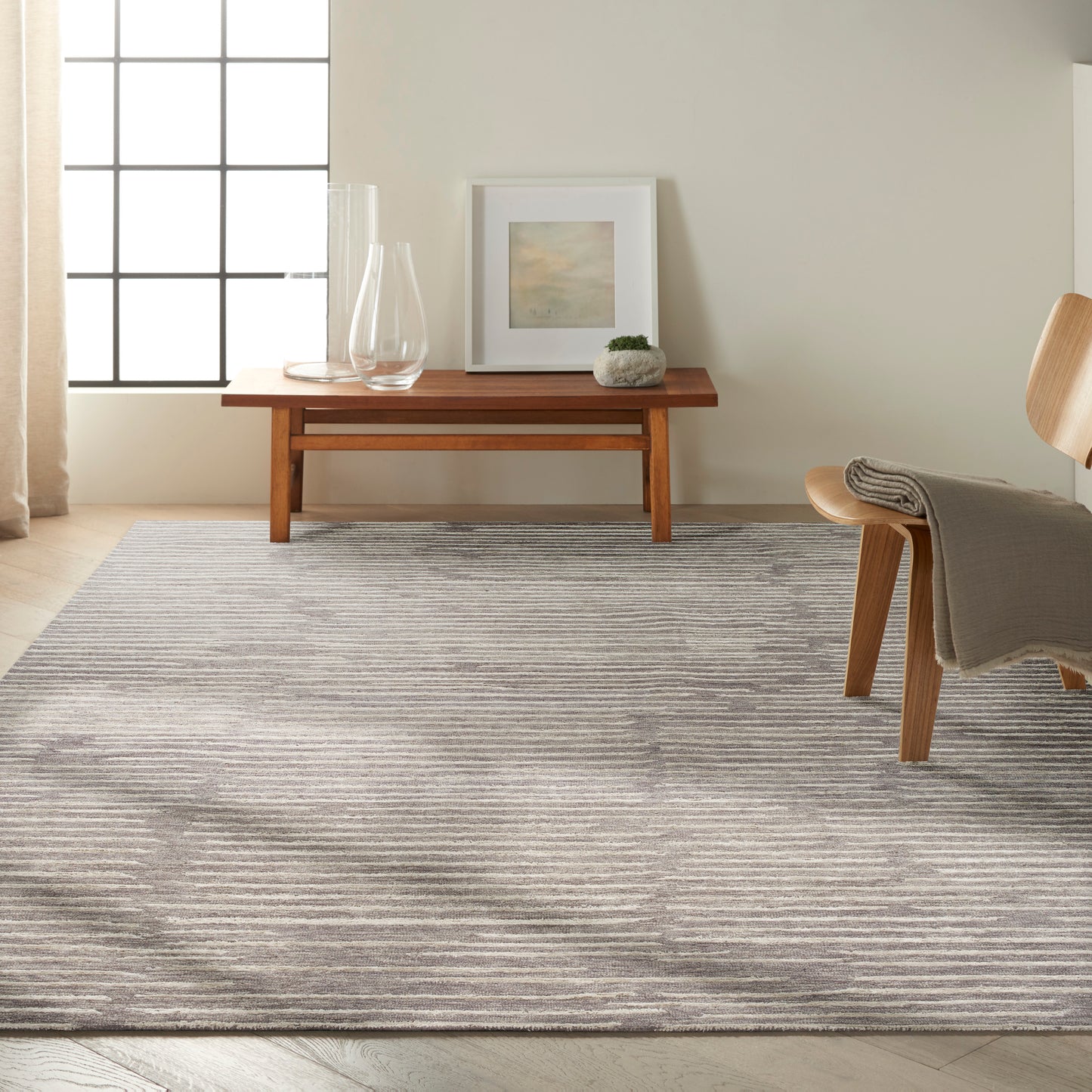 Calvin Klein CK010 Linear 8'6" x 11'6" Grey Modern Indoor Rug