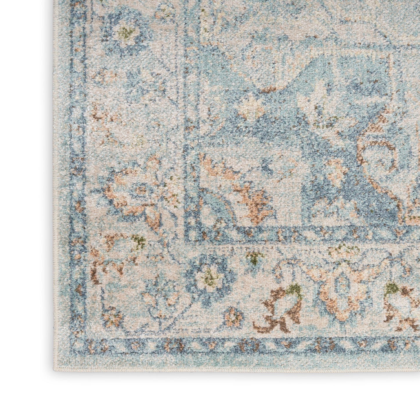 Nourison Astra Machine Washable 4' x 6' Light Blue Vintage Indoor Rug