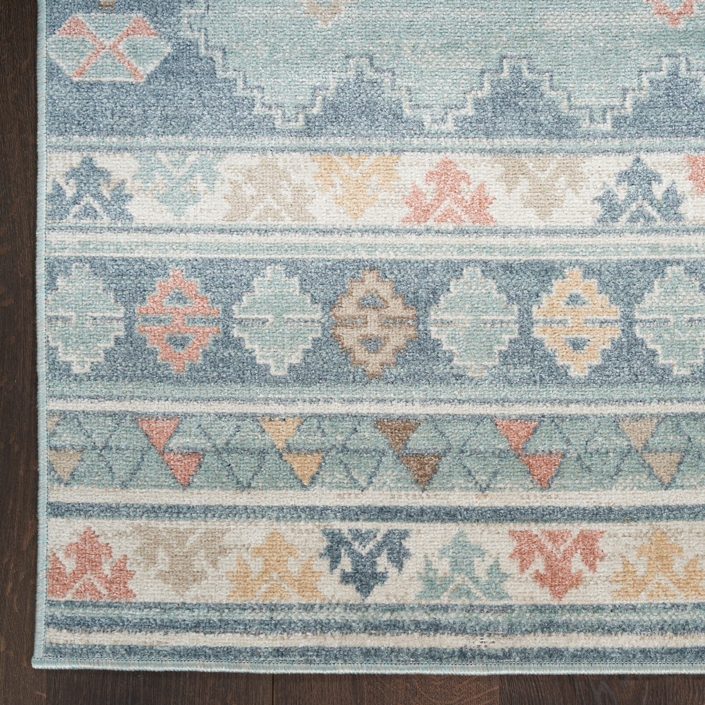 Nourison Washable Decor 6'7" x 9' Light Blue Bohemian Indoor Rug