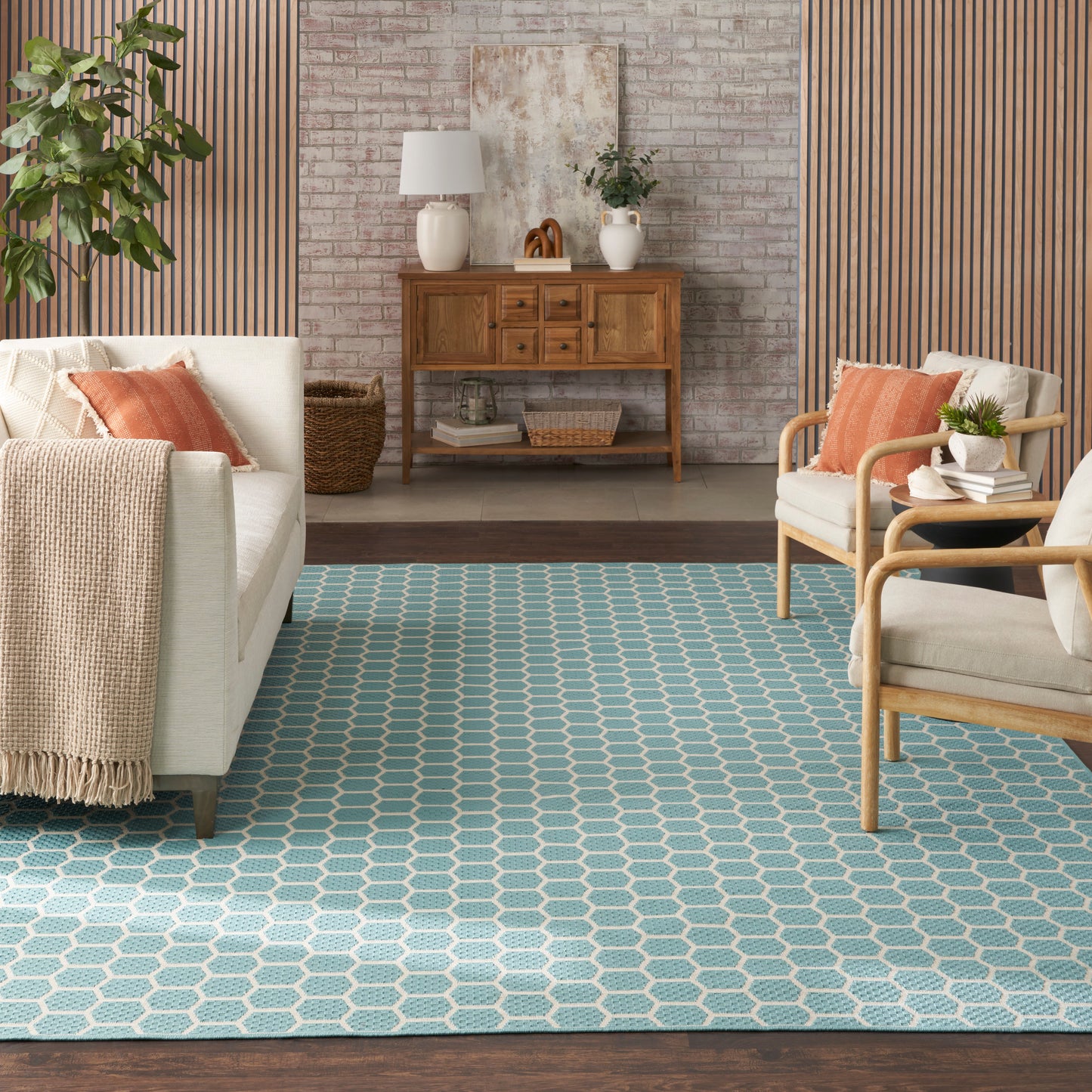 Nourison Twist Reversible 10' x 14' Aqua Modern Rug