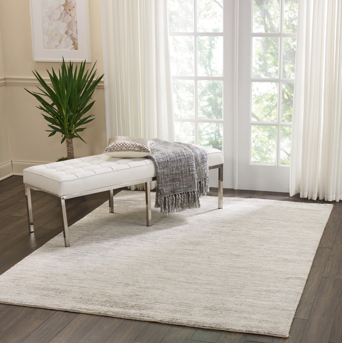 Nourison Ocean 5'6" x 7'5" Mist Modern Indoor Rug