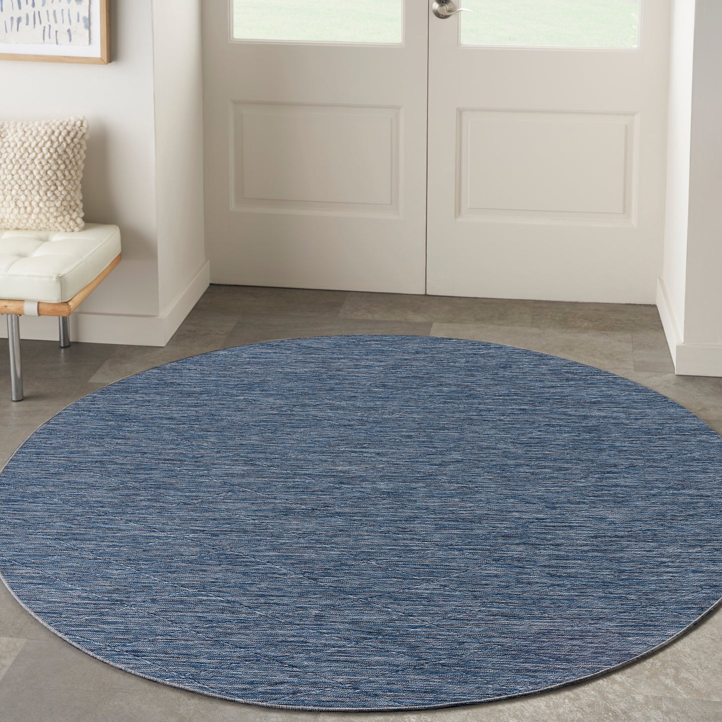 Nourison Washable Solutions 8' x Round Navy Blue Modern Rug