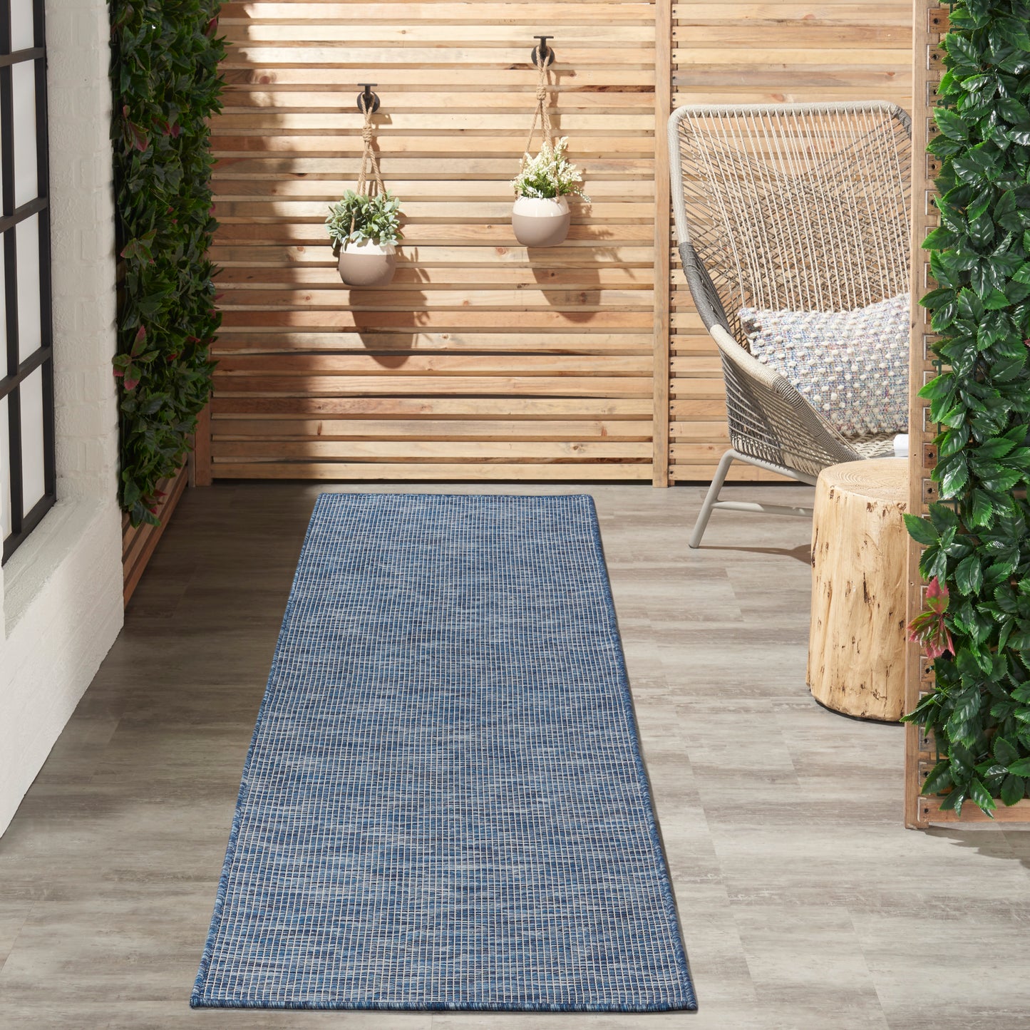 Nourison Positano 2'2" x 12' Navy Blue Modern Rug