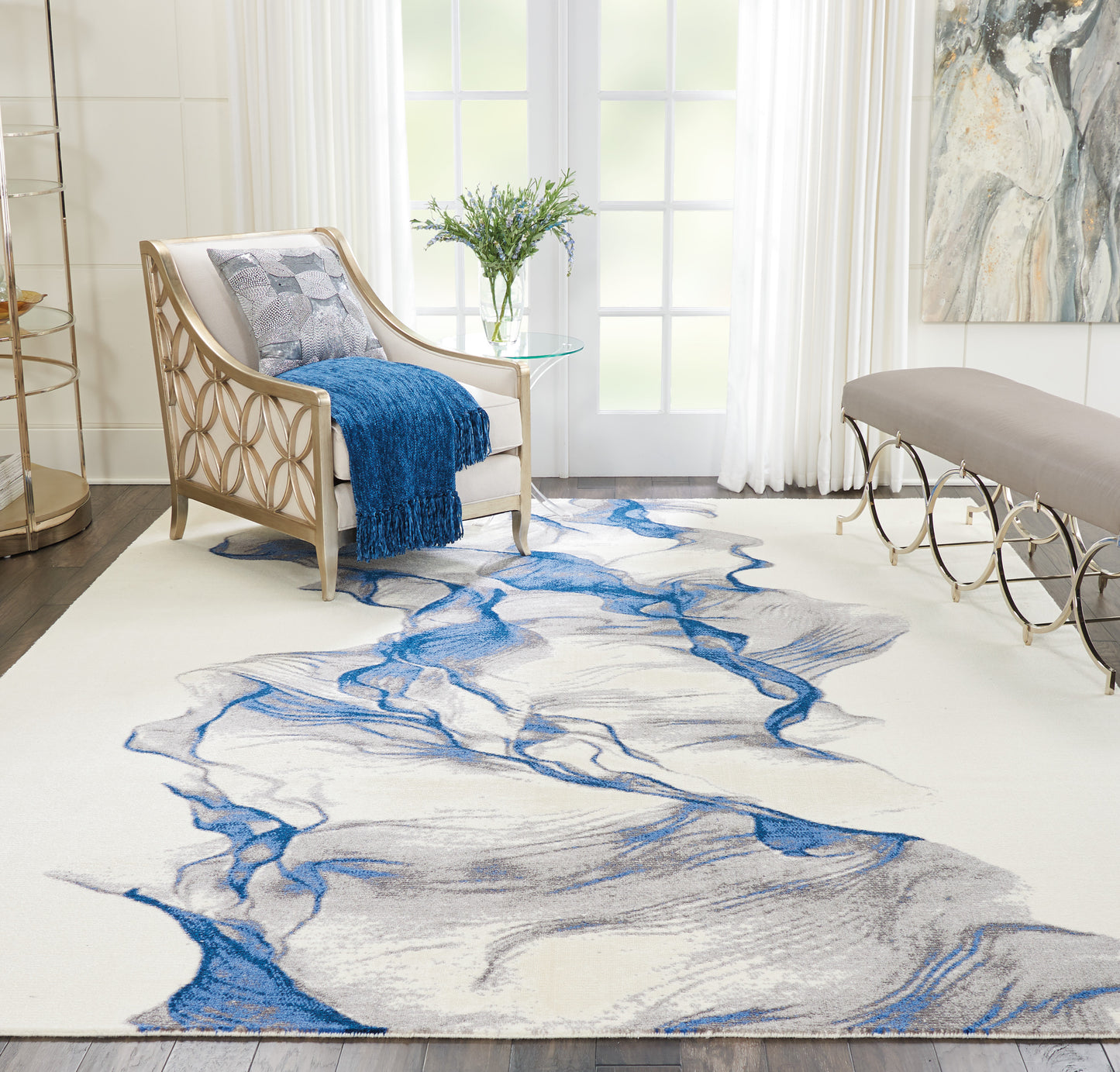 Nourison Twilight 8'6" x 11'6" Ivory/Blue Modern Indoor Rug