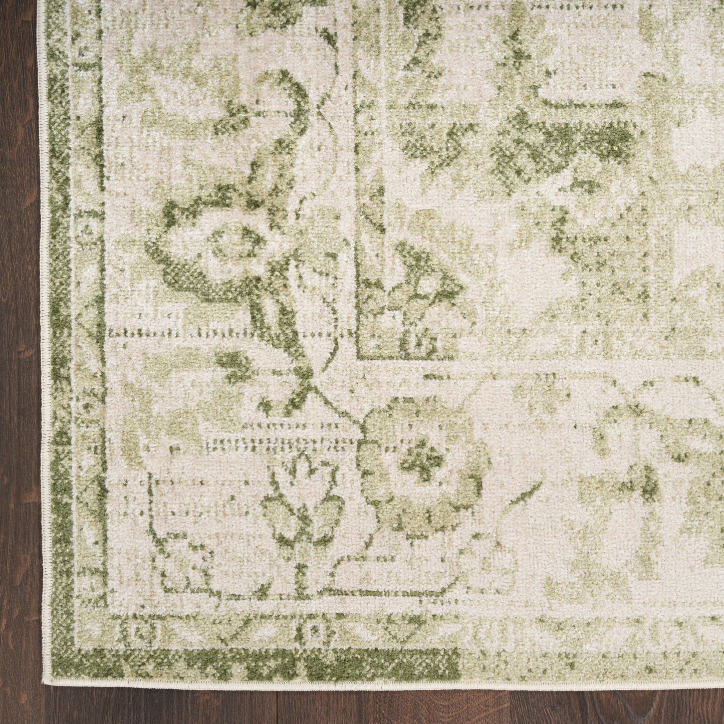 Nourison Astra Machine Washable 5'3" x 7' Ivory Green Vintage Indoor Rug