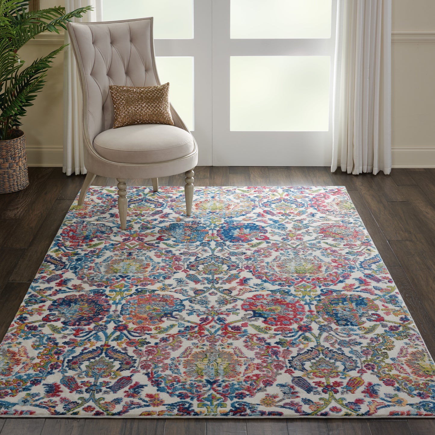 Nourison Ankara Global 4' x 6' Ivory Blue Vintage Indoor Rug