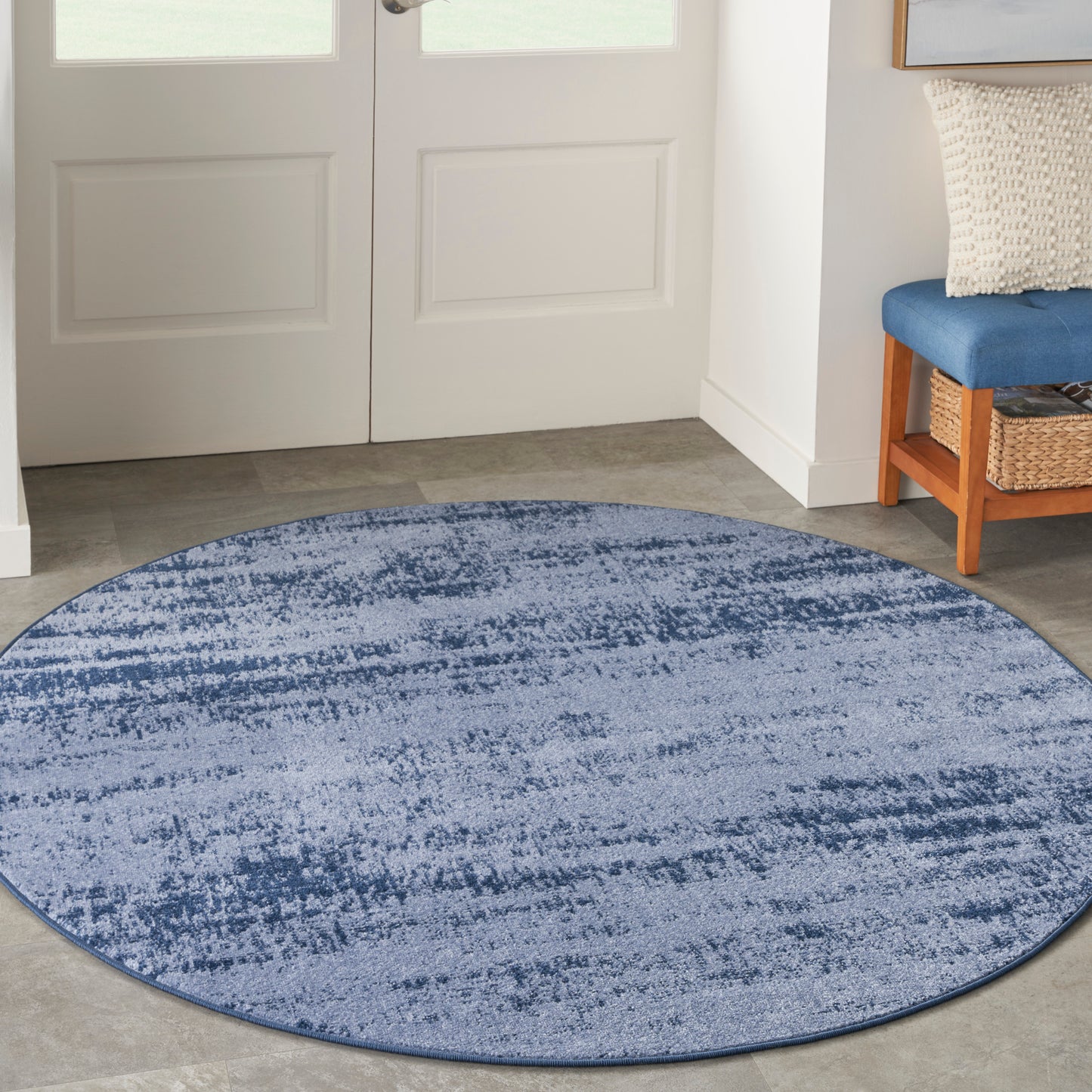 Nourison Nourison Essentials 4' x Round Denim Modern Rug