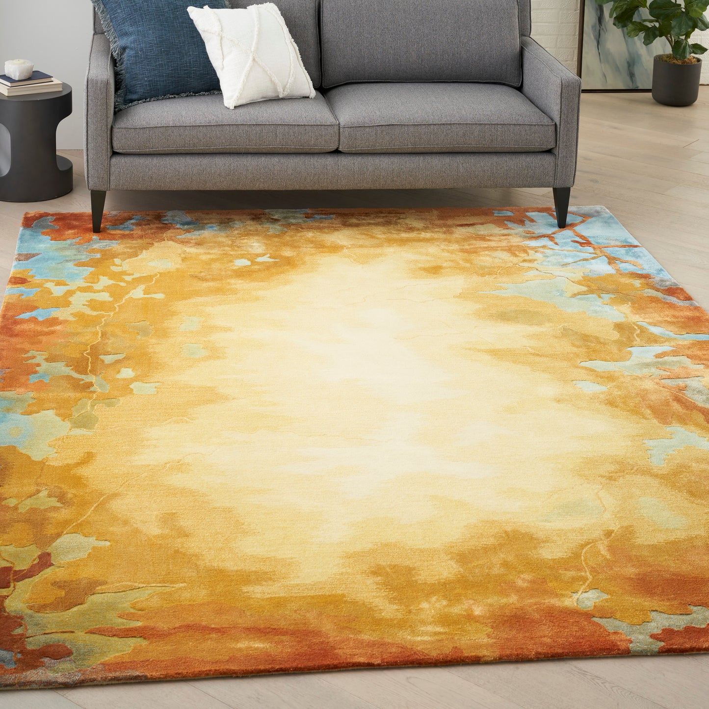 Nourison Prismatic 3'9" x 5'9" Gold Multicolor Modern Indoor Rug