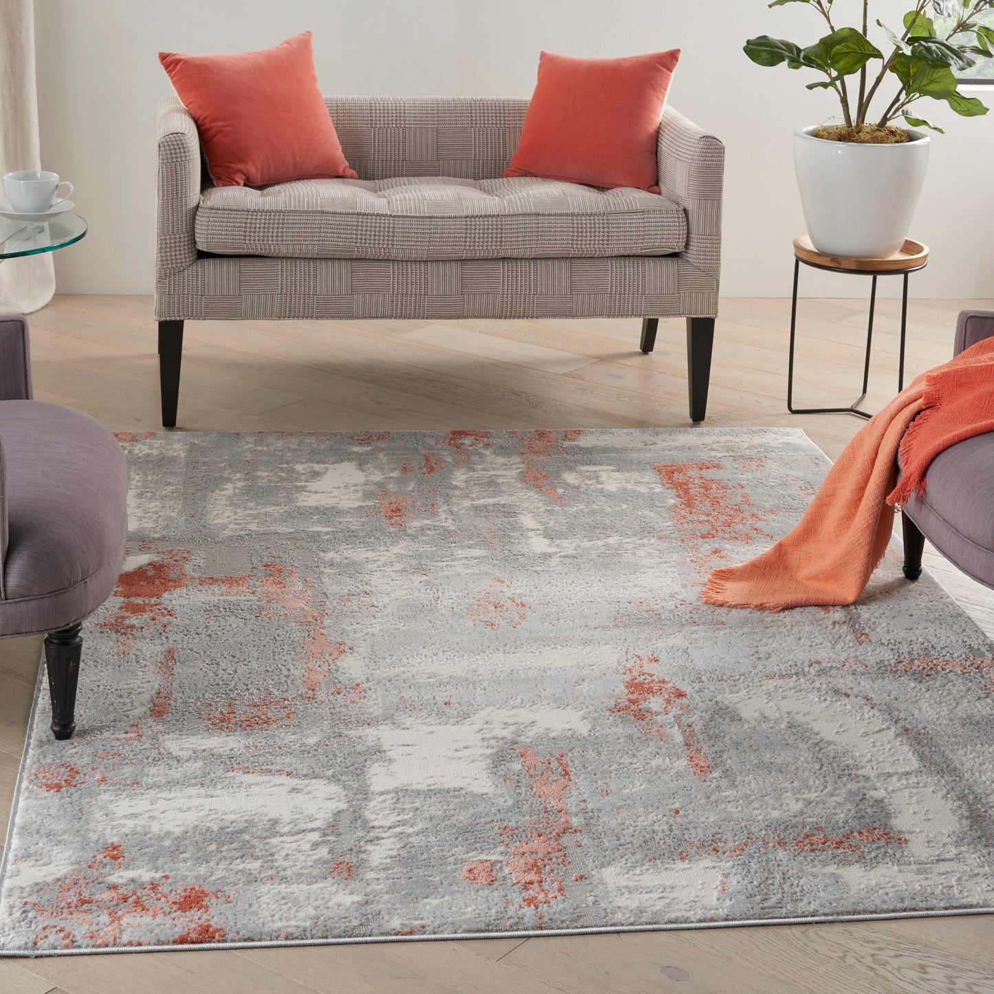 Nourison Elation 4' x 6' Grey Brick Modern Indoor Rug