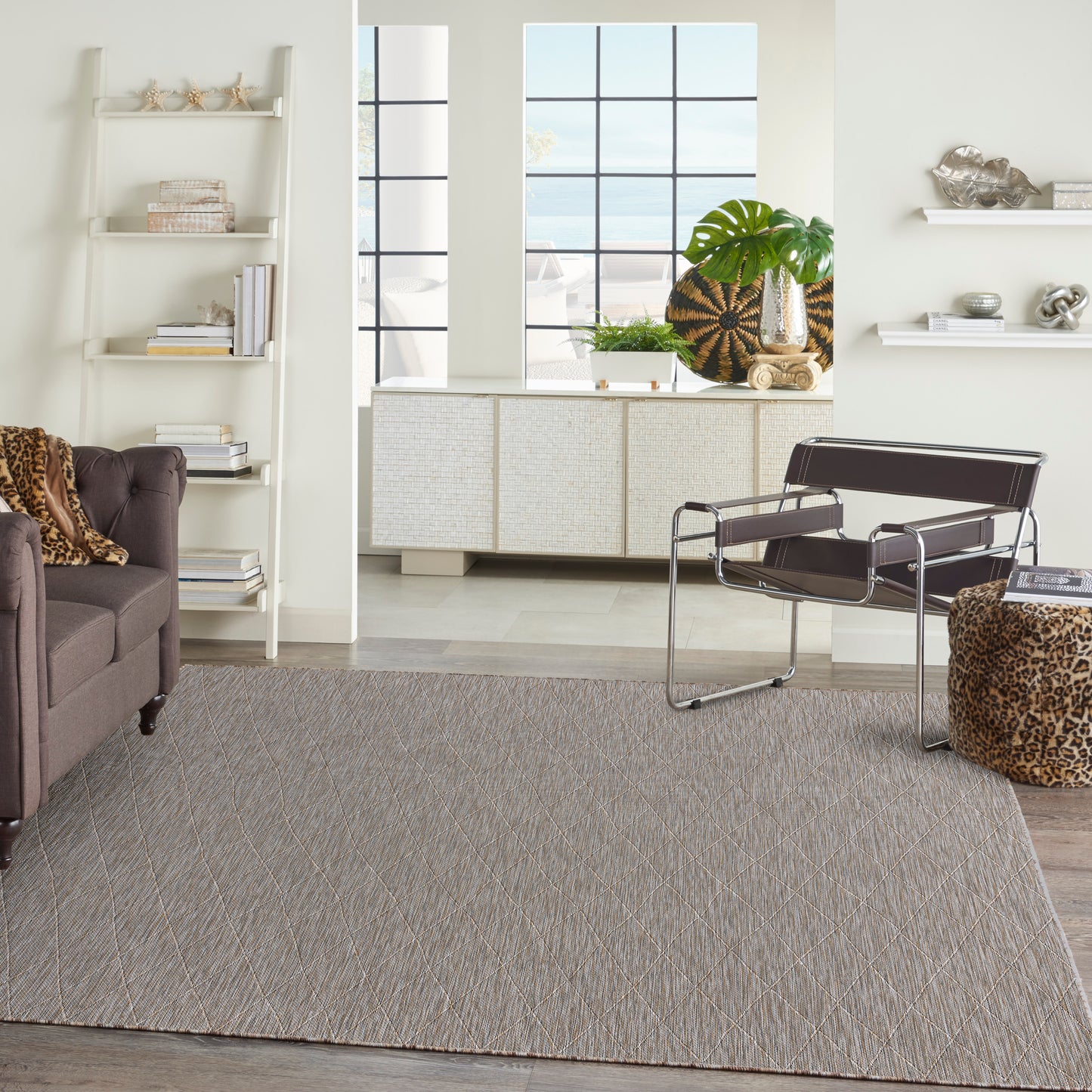 Nourison Washable Solutions 9' x 12' Grey/Mocha Modern Rug