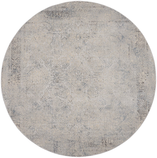 Nourison Rustic Textures 5'3" x Round Ivory Light Blue Vintage Indoor Rug