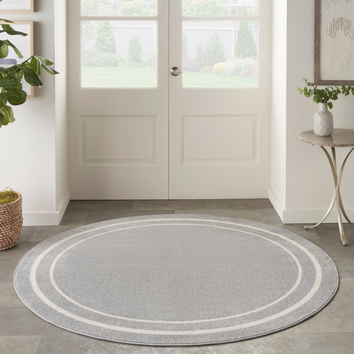 Nourison Nourison Essentials 6' x Round Grey/Ivory Contemporary Rug