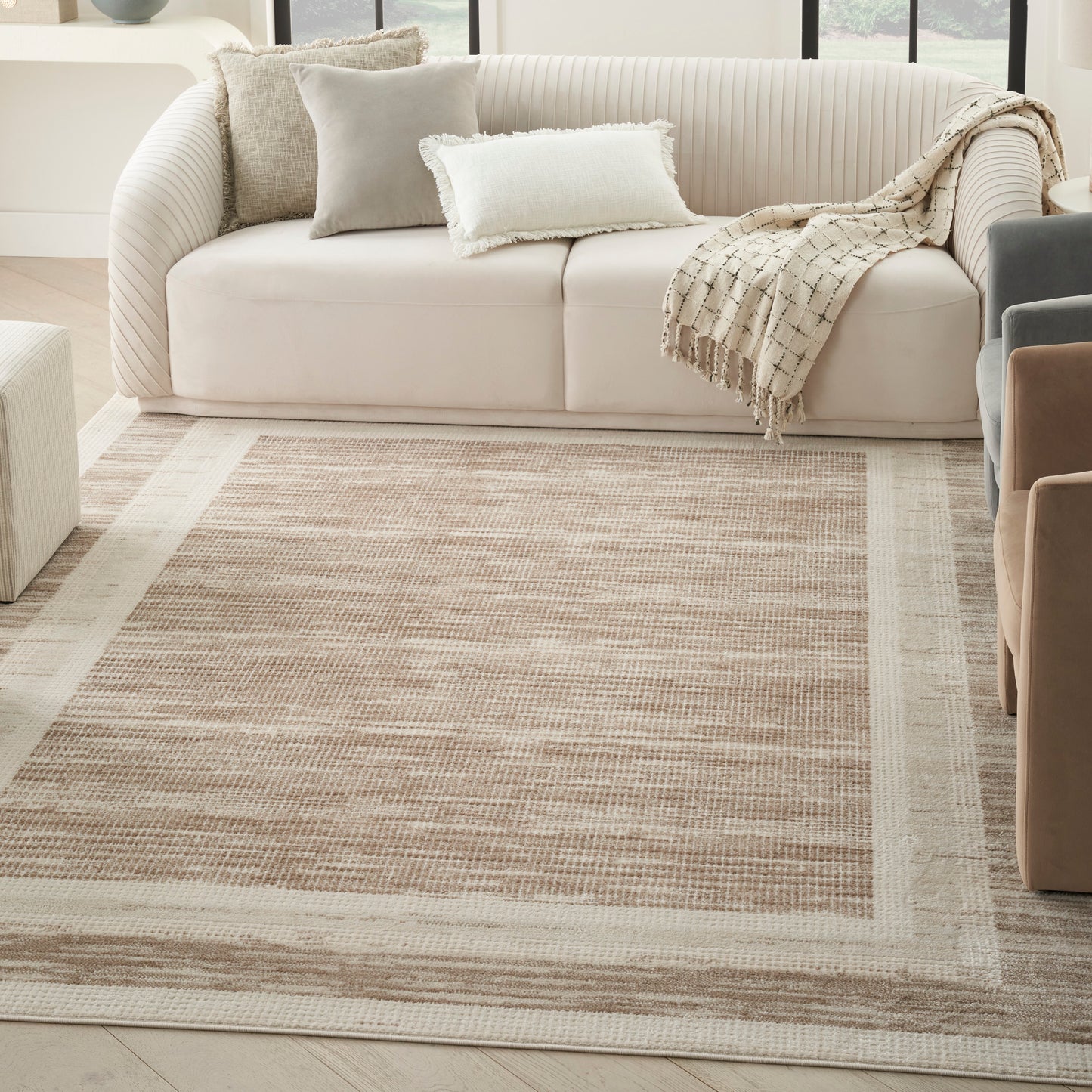 Nourison Serenity Home 9' x 12' Mocha Ivory Modern Indoor Rug