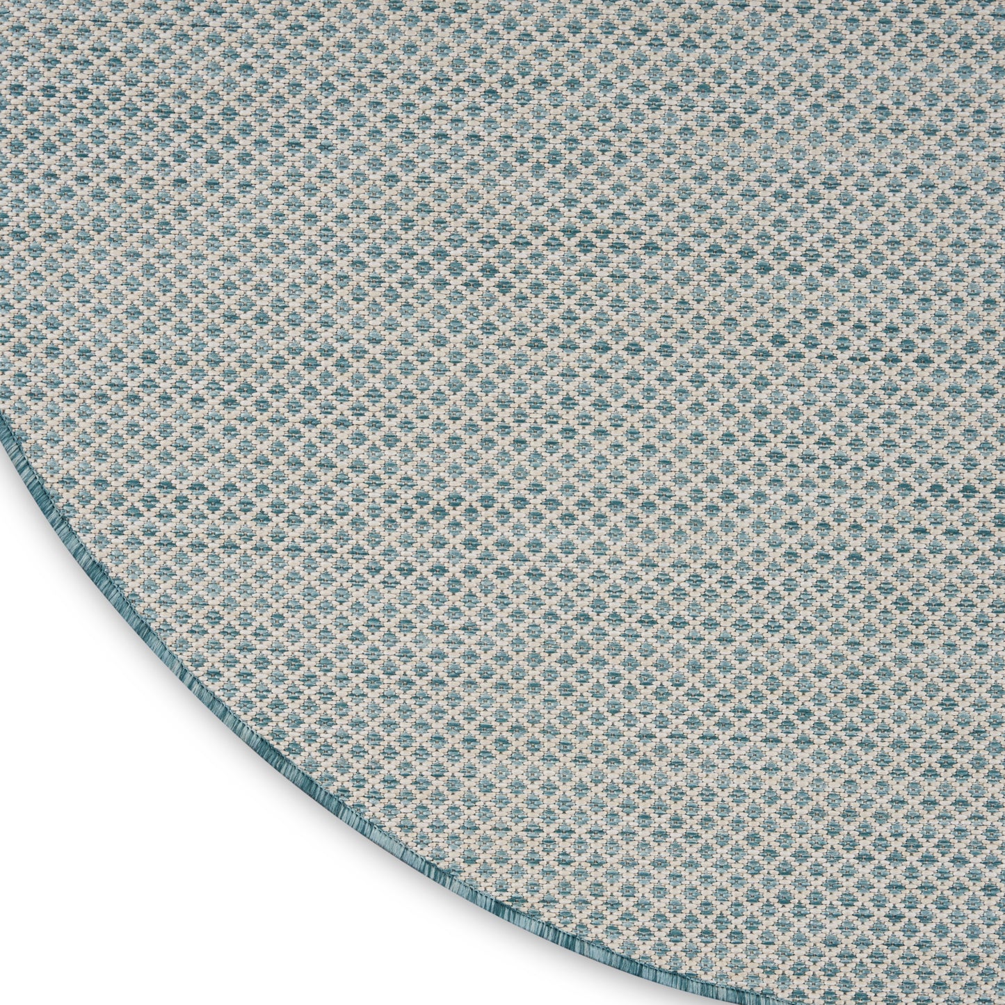 Nourison Courtyard 4' x Round Ivory Aqua Modern Rug