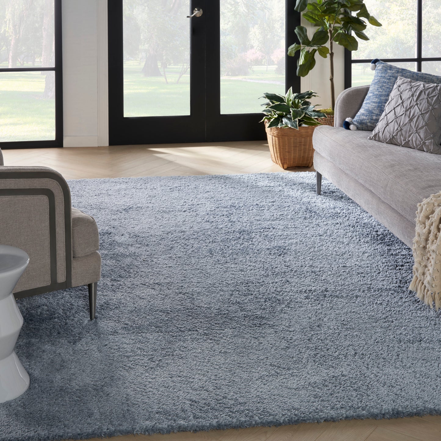 Nourison Dreamy Shag 7'10" x 9'10" Light Blue Shag Indoor Rug