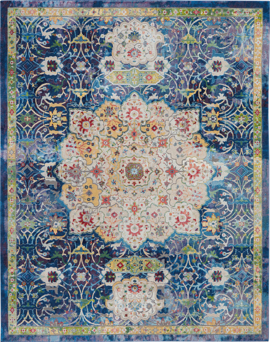 Nourison Ankara Global 7'10" x 9'10" Blue Vintage Indoor Rug