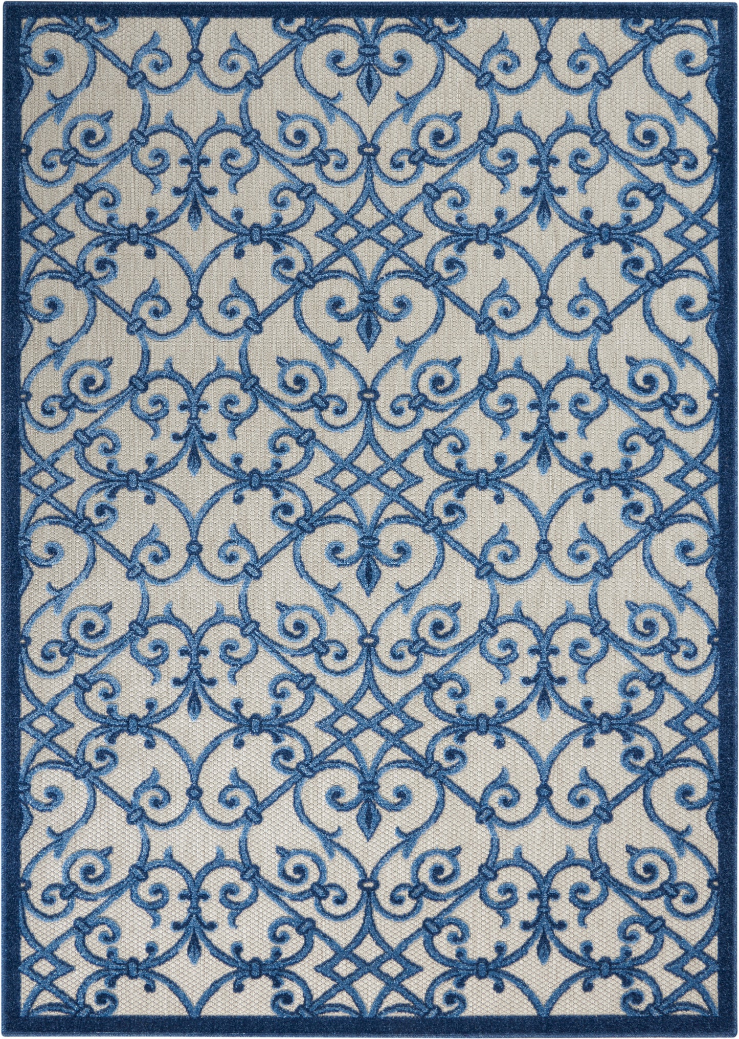 Nourison Aloha 5'3" x 7'5" Grey Blue Contemporary Rug