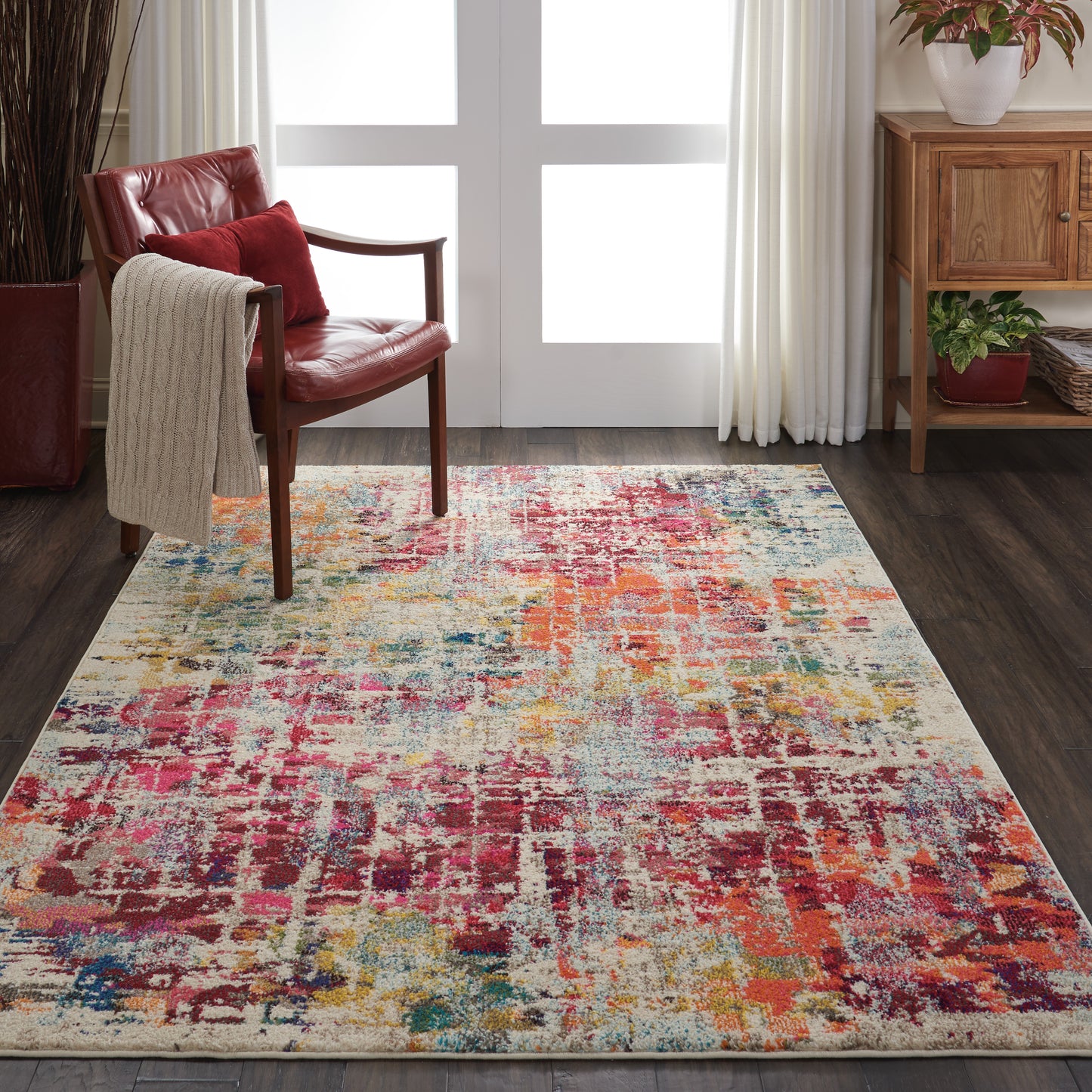 Nourison Celestial 5'3" x 7'3" Pink/Multicolor Modern Indoor Rug