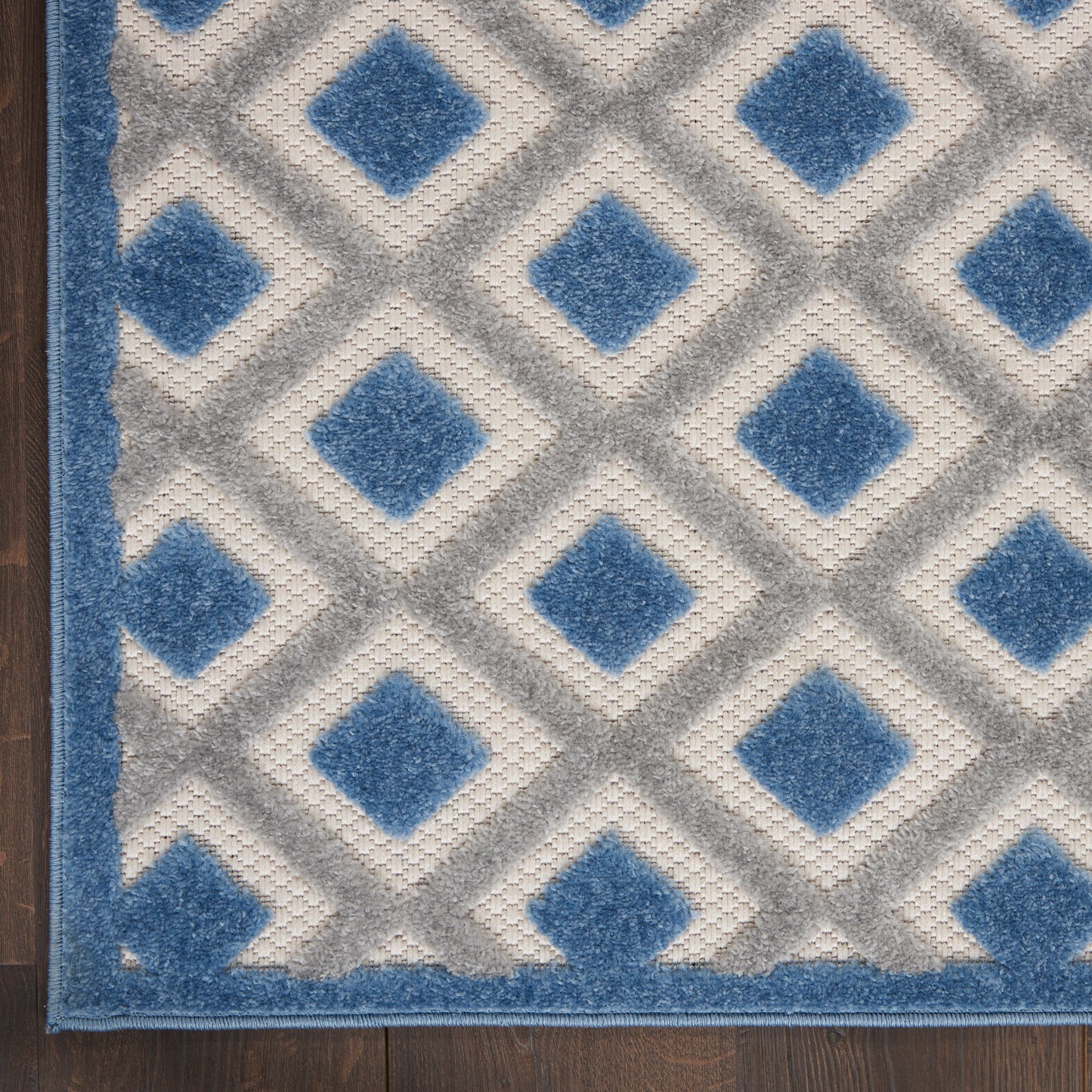 Nourison Aloha 2'3" x 10' Blue Grey Modern Rug