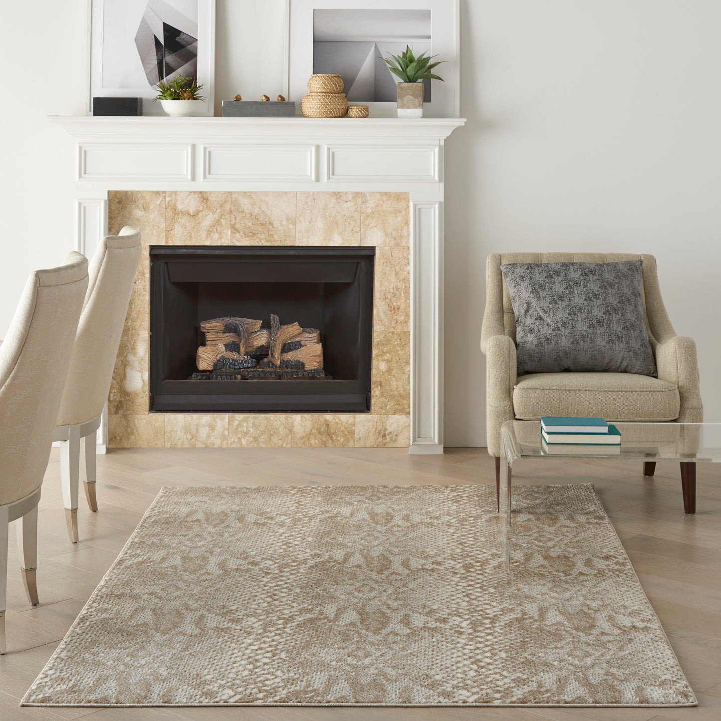 Nourison Solace 5'3" x 7'3" Ivory Beige Modern Indoor Rug