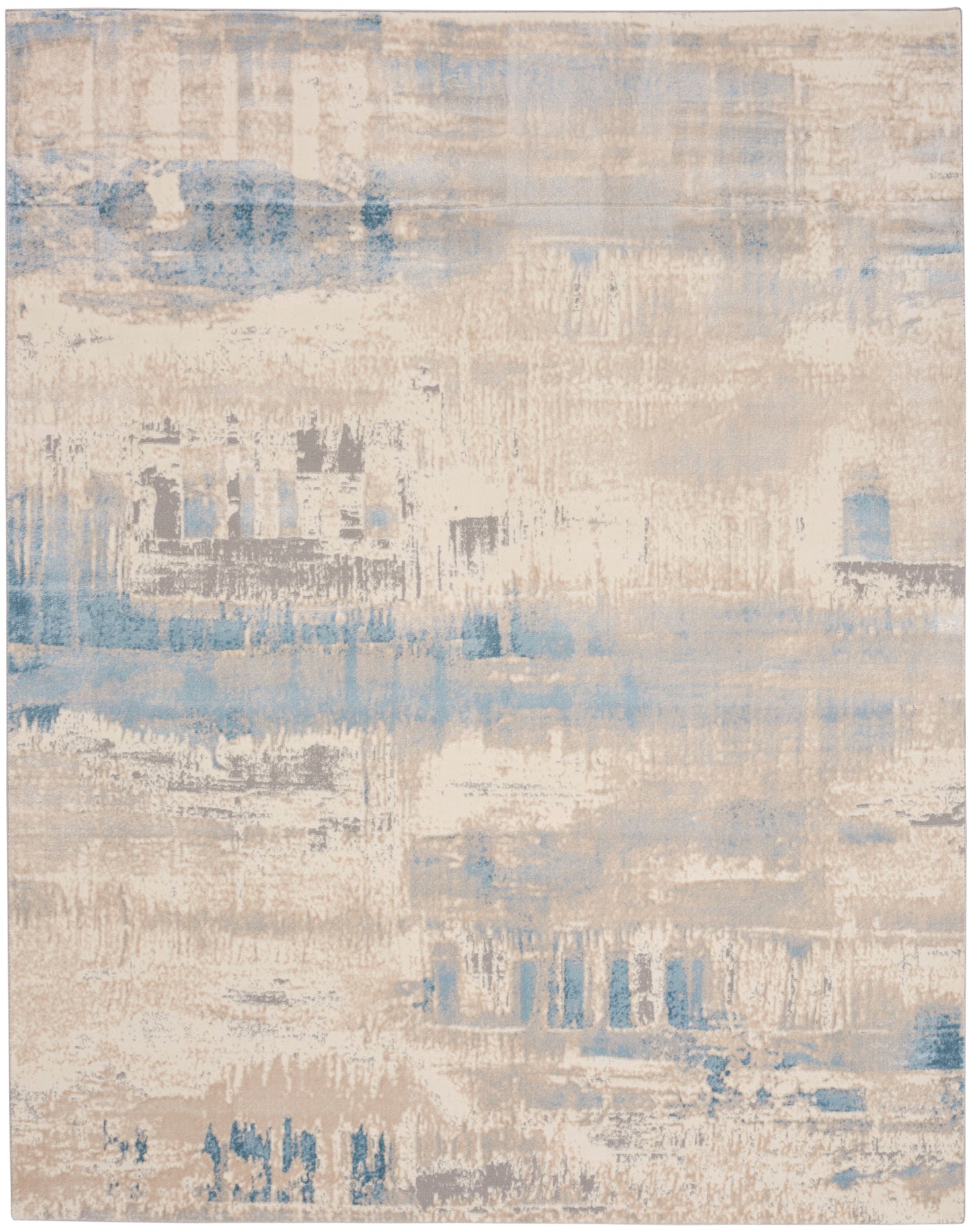 Nourison Solace 8' x 10' Ivory/Grey/Blue Modern Indoor Rug