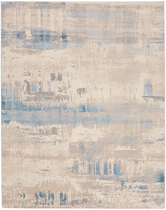 Nourison Solace 8' x 10' Ivory/Grey/Blue Modern Indoor Rug