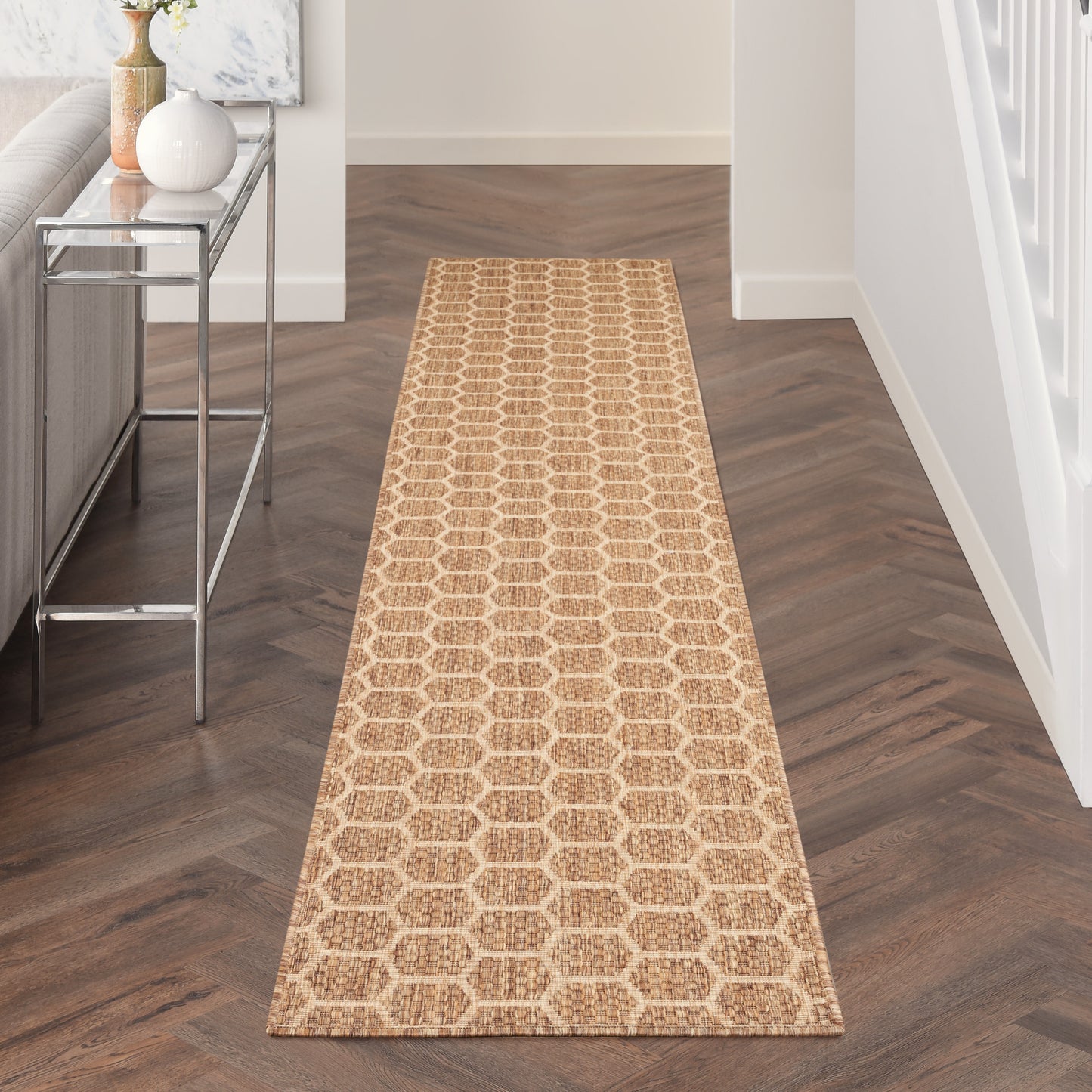 Nourison Twist Reversible 2'2" x 10' Natural Modern Rug