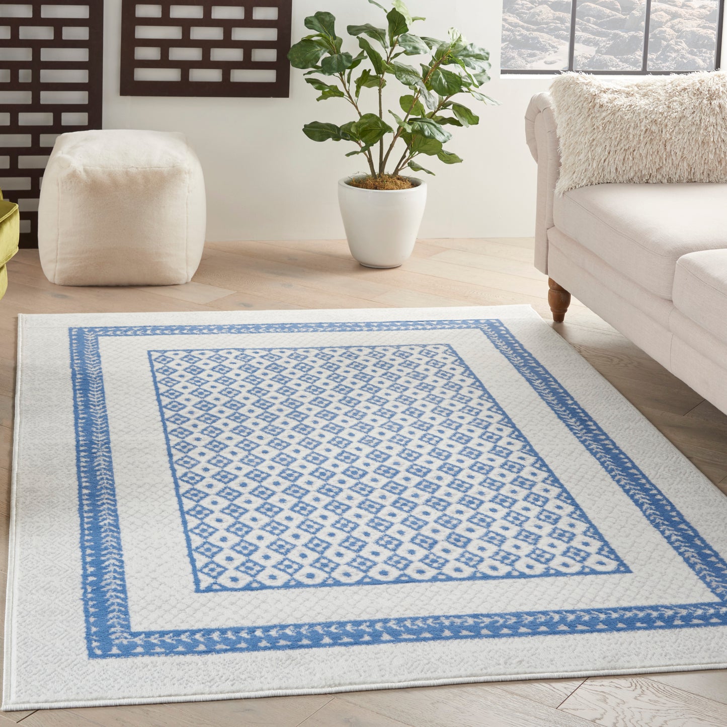 Nourison Whimsicle 5' x 7' Ivory Blue Farmhouse Indoor Rug