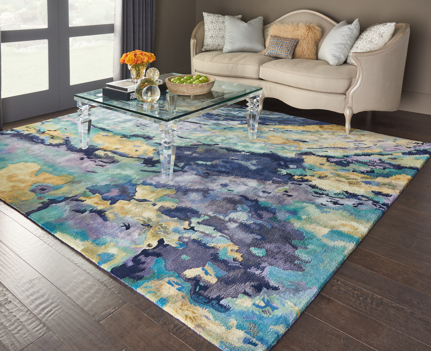 Nourison Prismatic 12' x 15' Silver/Blue Modern Indoor Rug