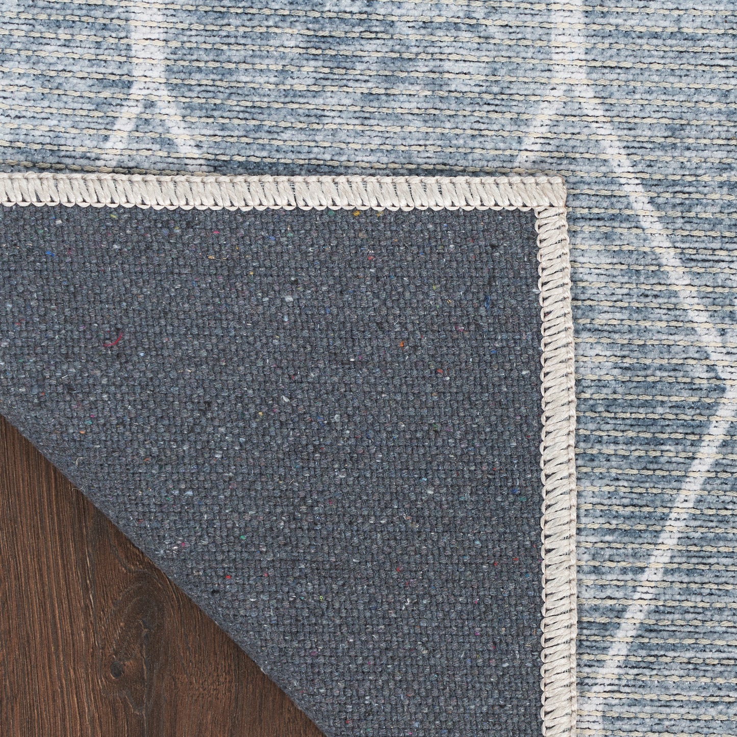 Nicole Curtis Machine Washable Series 1 2'2" x 8' Blue Grey Modern Indoor Rug