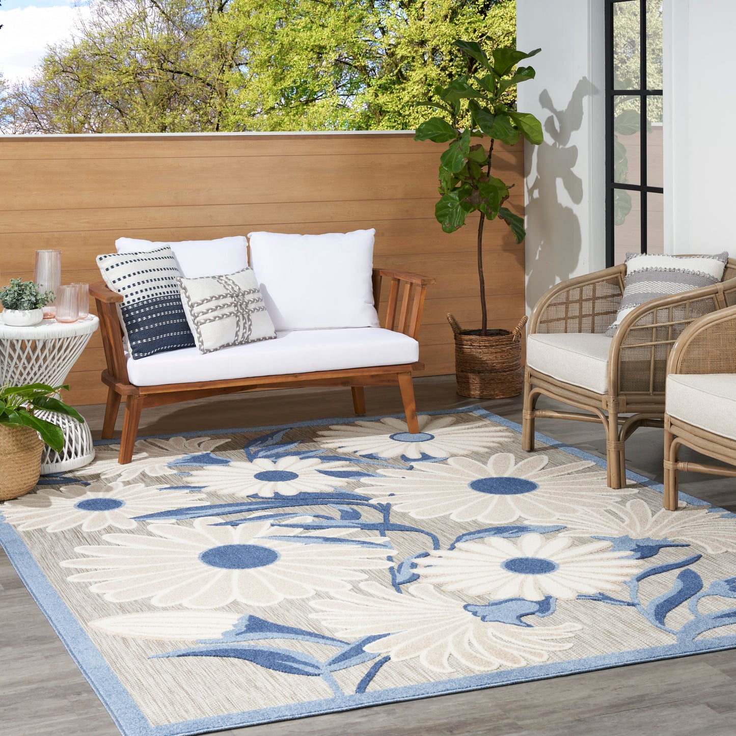 Nourison Aloha 6' x 9' Blue Grey Contemporary Rug