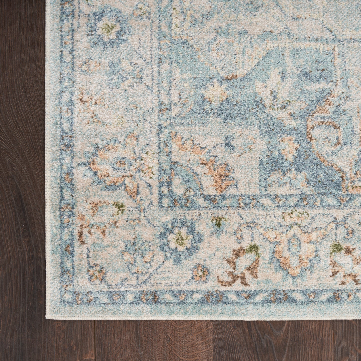 Nourison Astra Machine Washable 2'2" x 10' Light Blue Vintage Indoor Rug