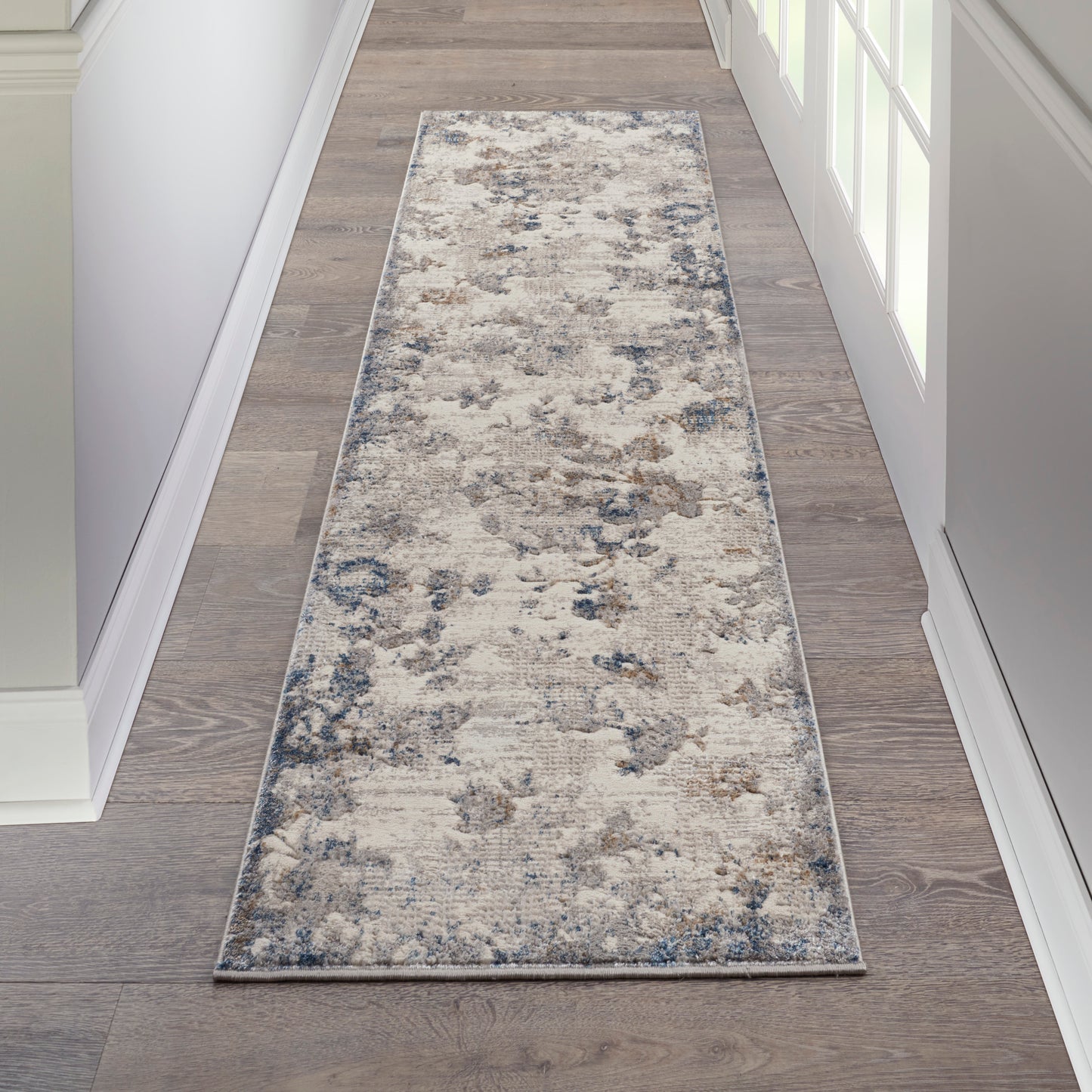 Nourison Royal Terrace 2'2" x 7'6" Ivory/Grey Modern Indoor Rug