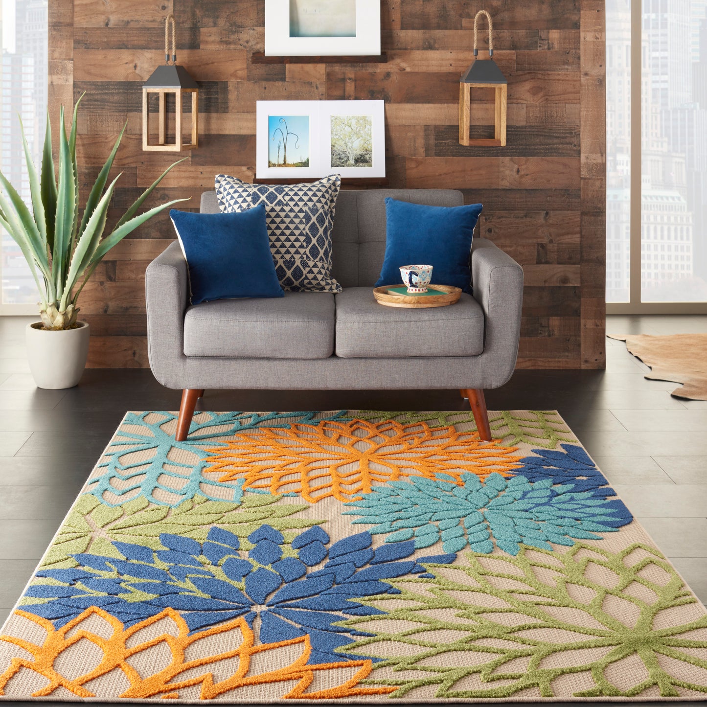 Nourison Aloha 5'3" x 7'5" Multicolor Tropical Rug