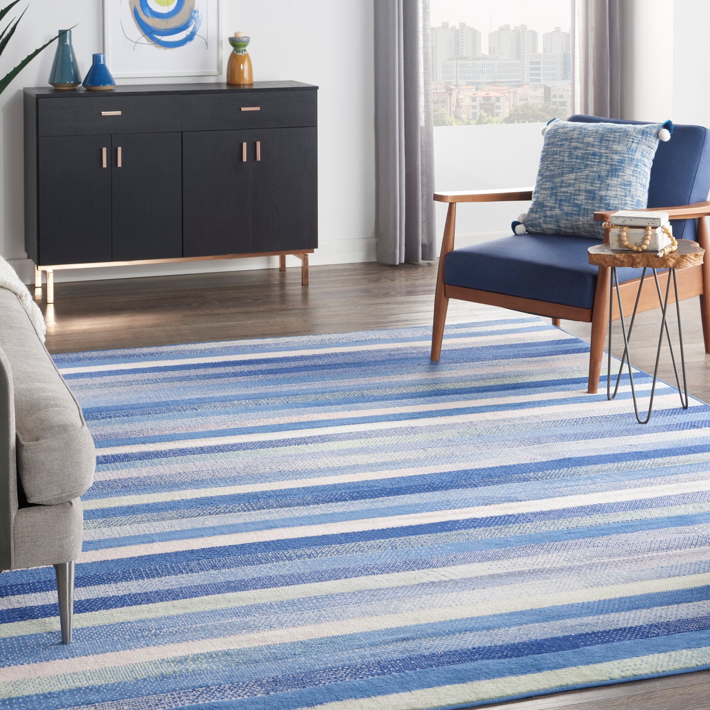 Nourison Whimsicle 8' x 10' Blue Multicolor Modern Indoor Rug