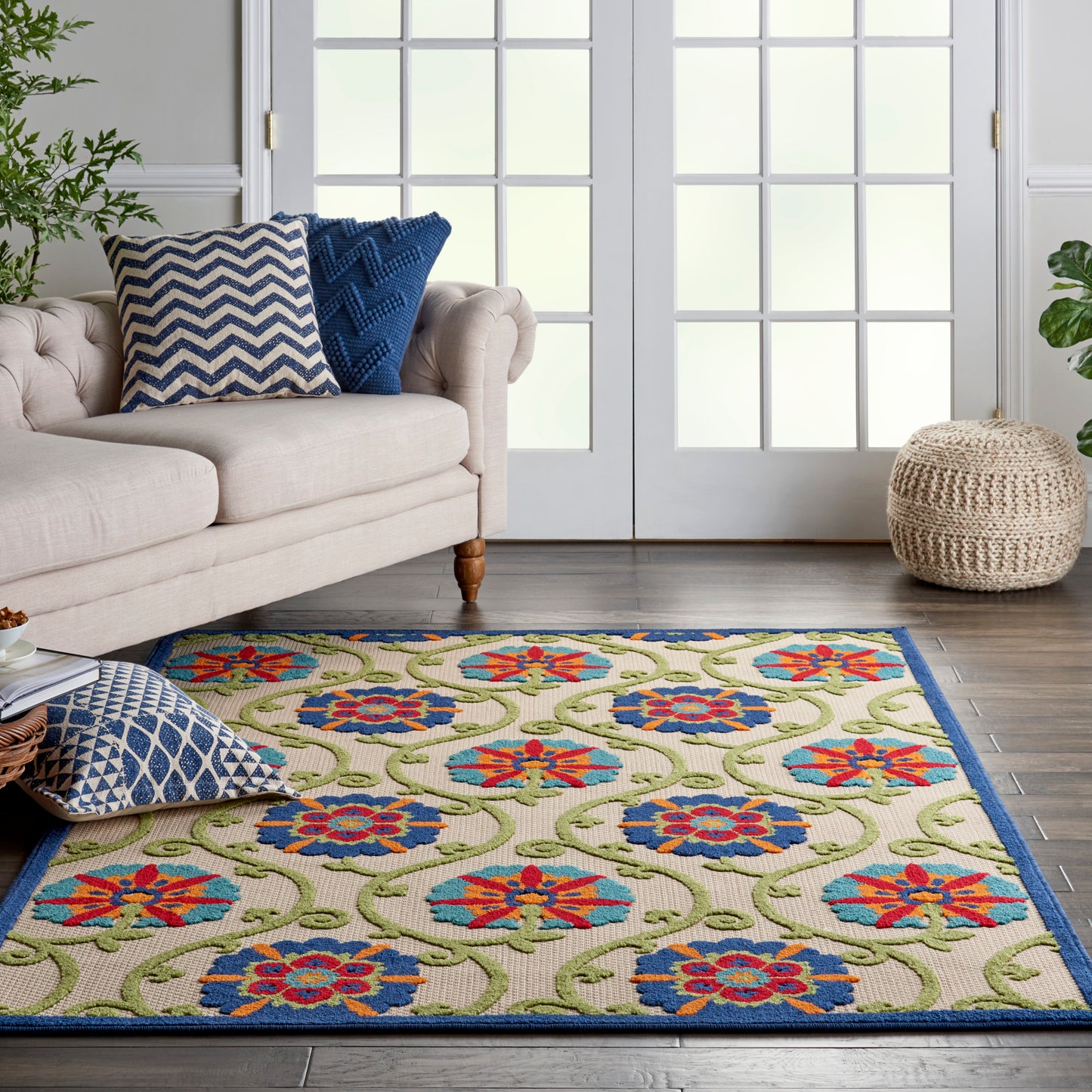 Nourison Aloha 6' x 9' Blue Multicolor Contemporary Rug