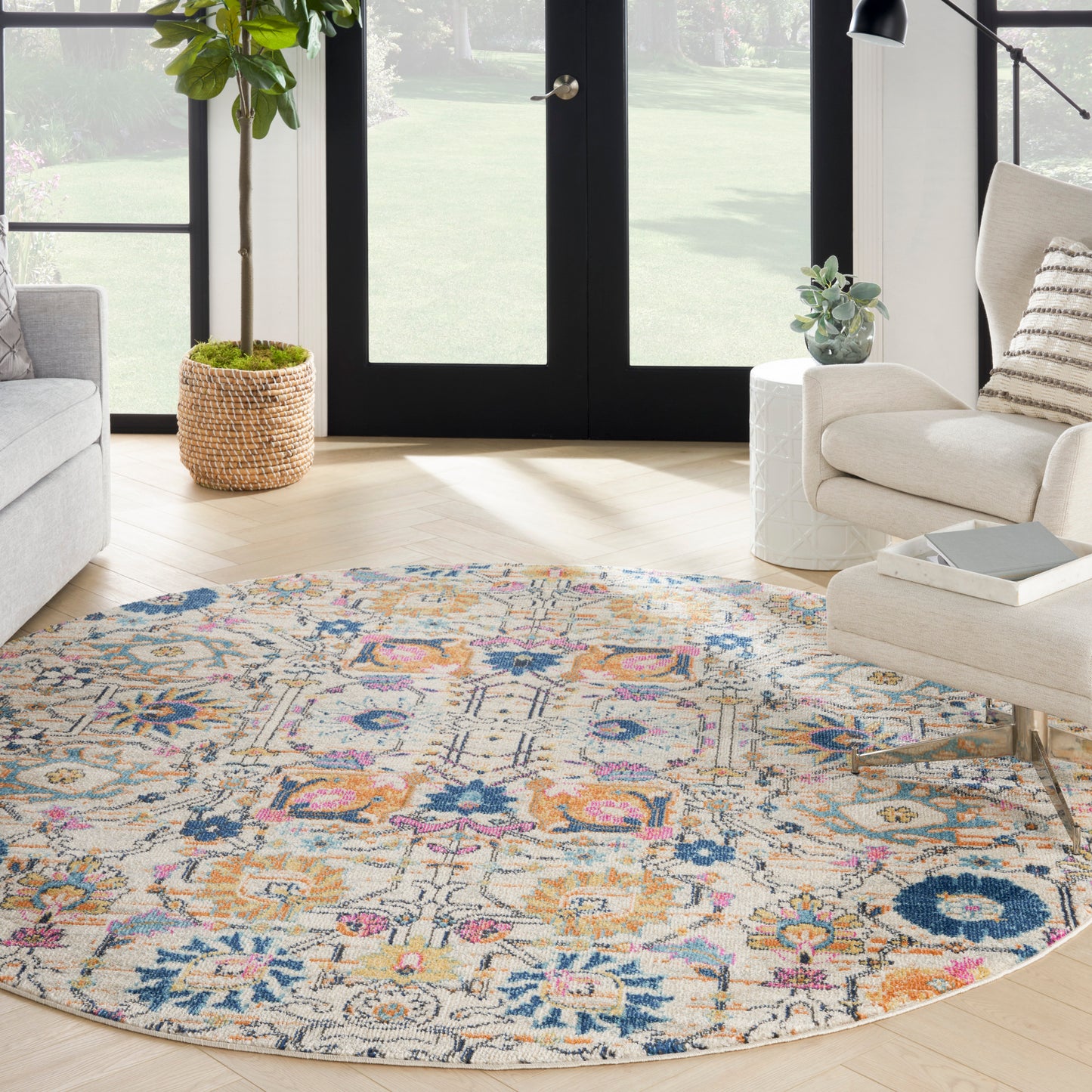 Nourison Passion 8' x Round Ivory/Multi Bohemian Indoor Rug