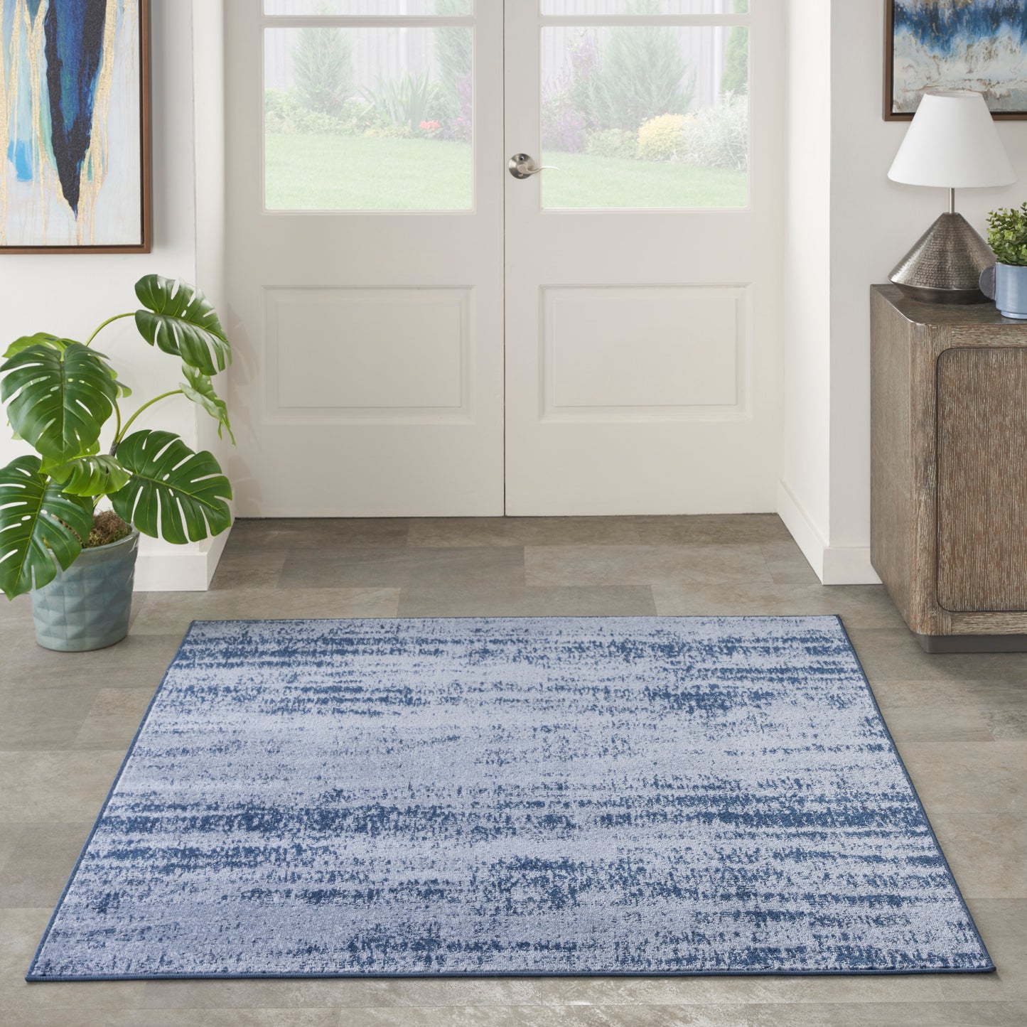 Nourison Nourison Essentials 5' x Square Denim Modern Rug