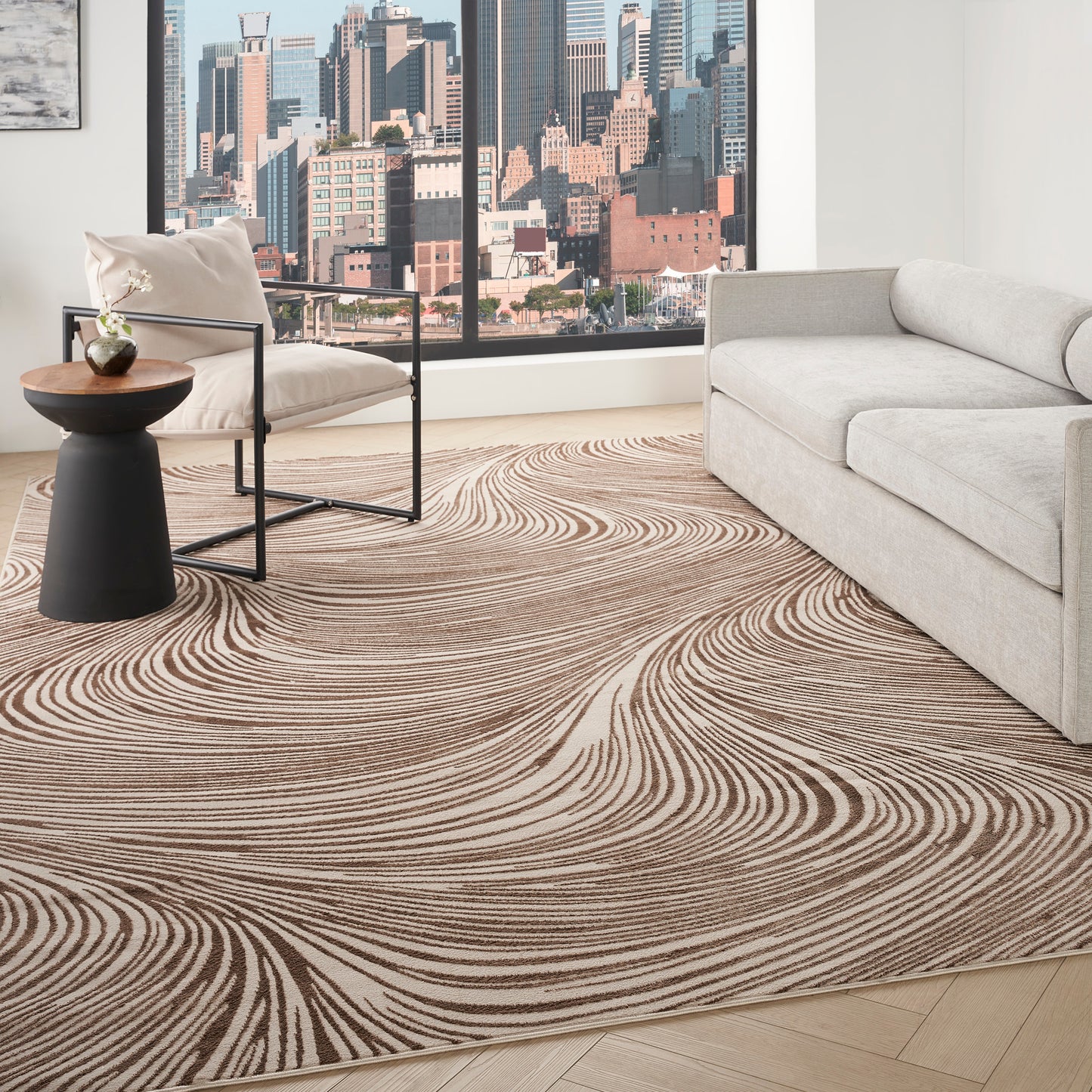 DKNY Central Park West 9' x 12' Beige Brown Modern Indoor Rug