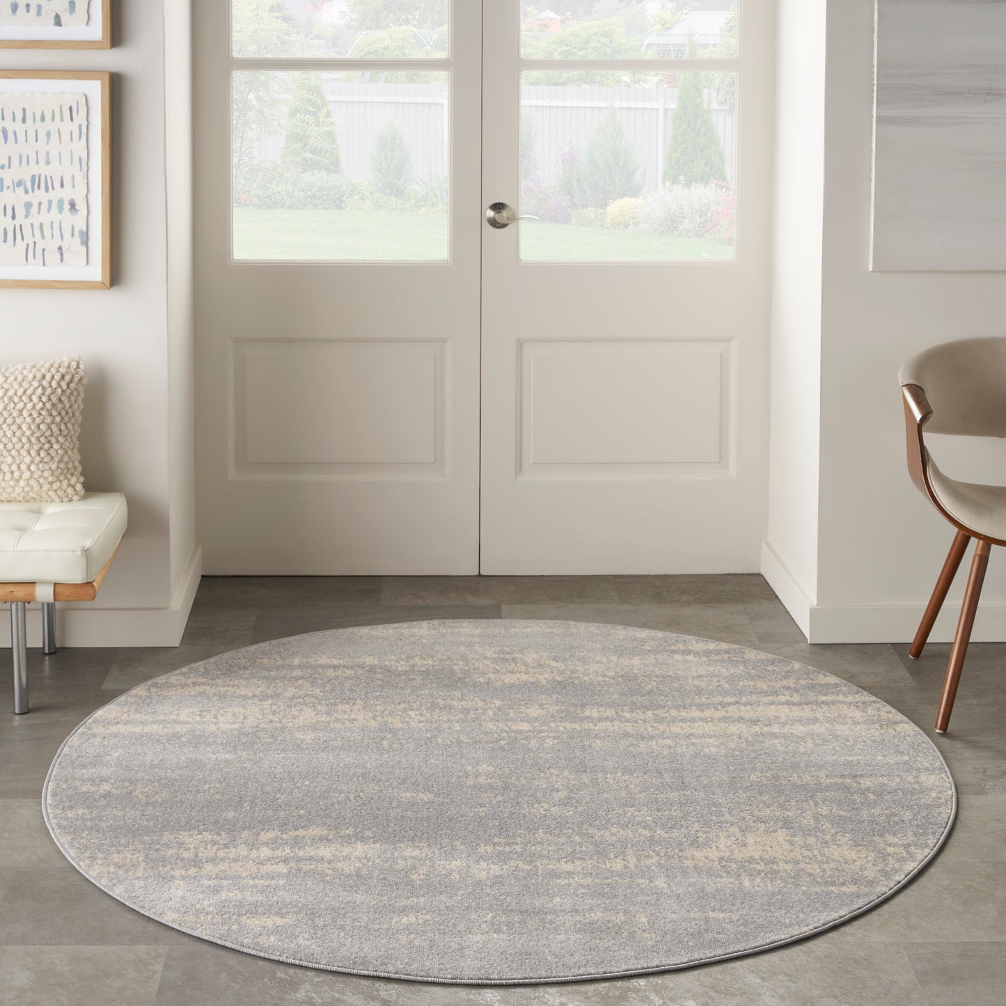 Nourison Nourison Essentials 4' x Round Grey Beige Modern Rug