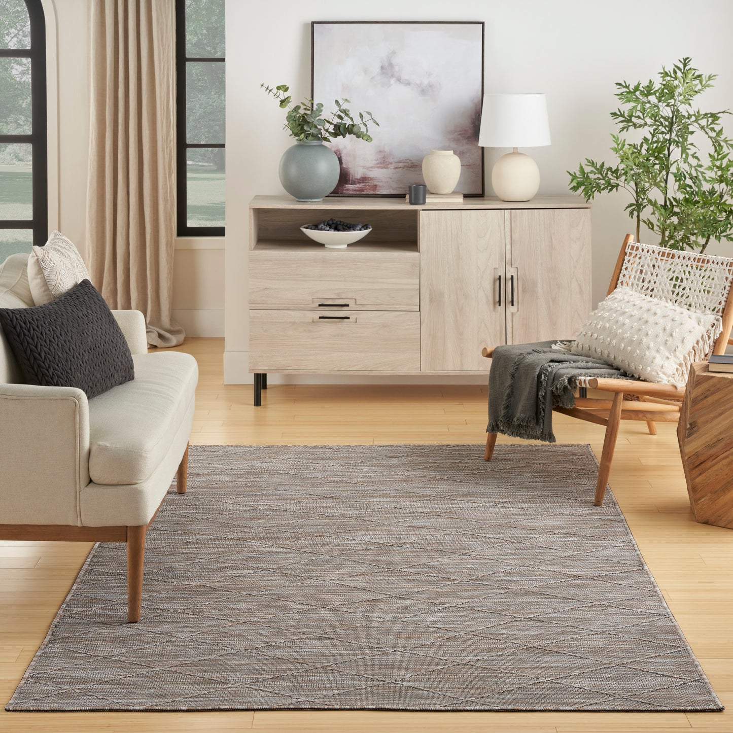 Nourison Washable Solutions 6' x 9' Grey/Mocha Modern Rug