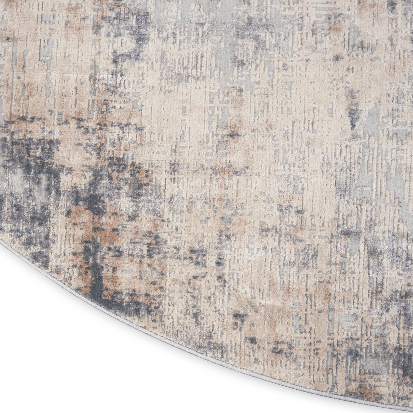 Nourison Rustic Textures 5'3" x Round Grey Beige Modern Indoor Rug