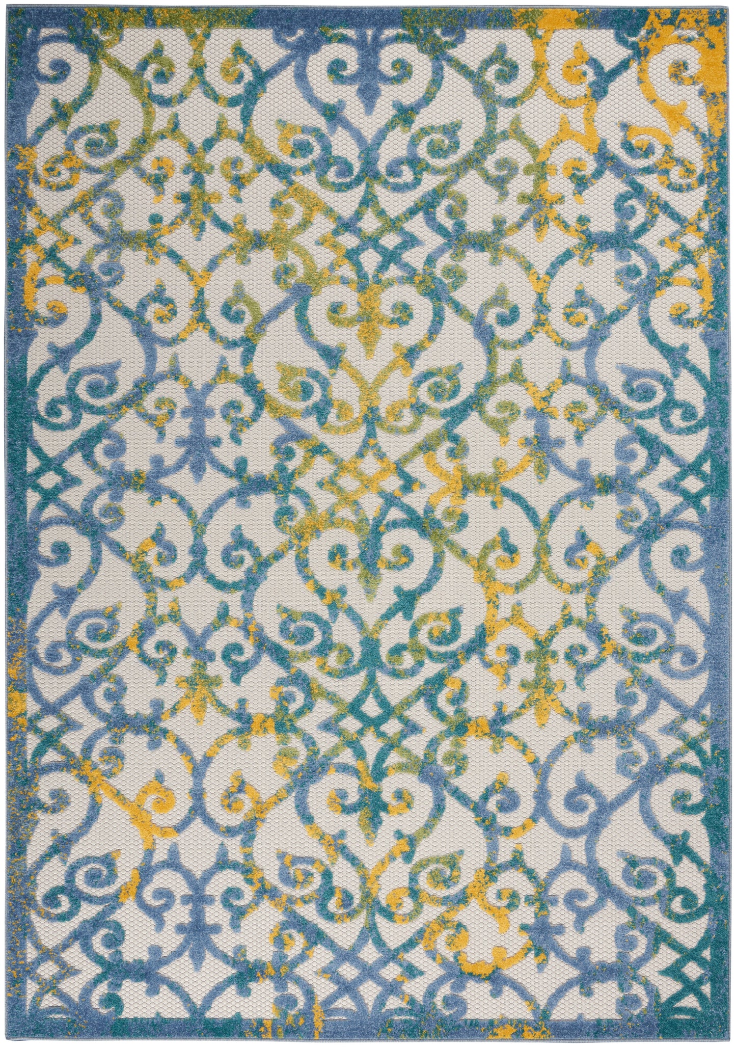 Nourison Aloha 5'3" x 7'5" Ivory Blue Contemporary Rug