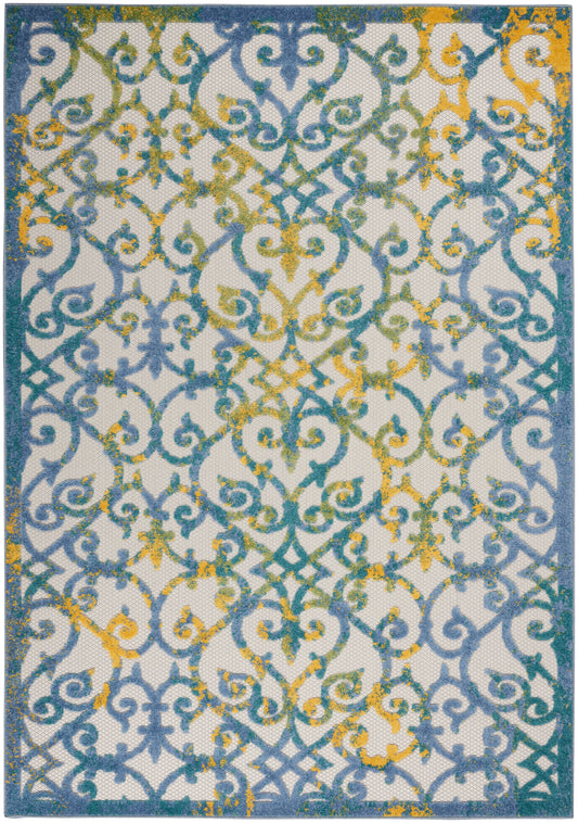 Nourison Aloha 5'3" x 7'5" Ivory Blue Contemporary Rug