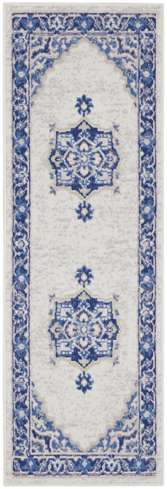 Nourison Whimsicle 2' x 8' Ivory Blue Farmhouse Indoor Rug