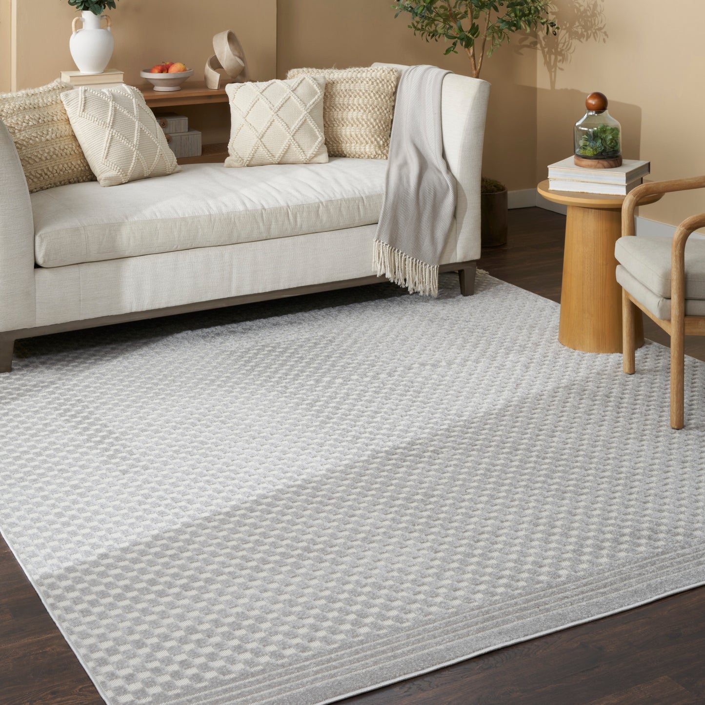 Nourison Care Free 7'10" x 9'10" Light Grey Modern Indoor Rug