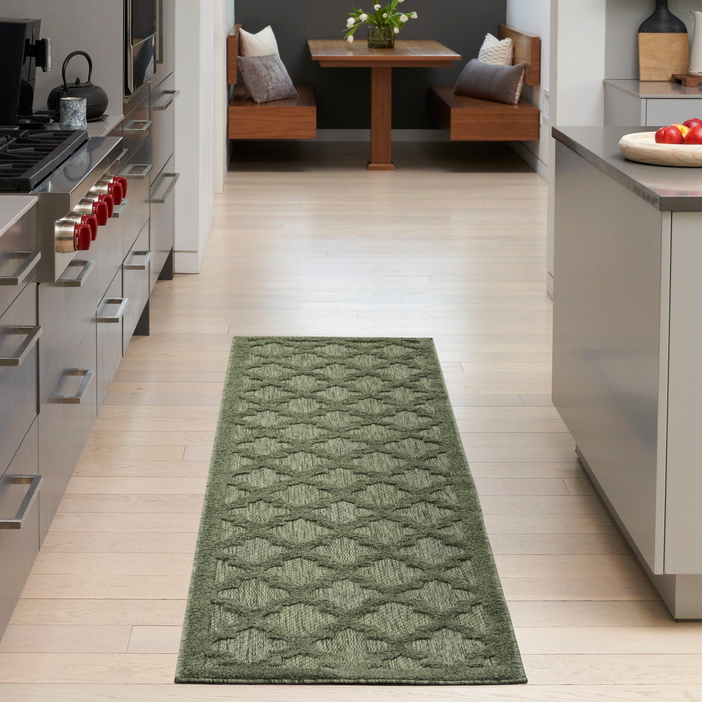 Nourison Easy Care 2'2" x 7'6 Green Modern Rug