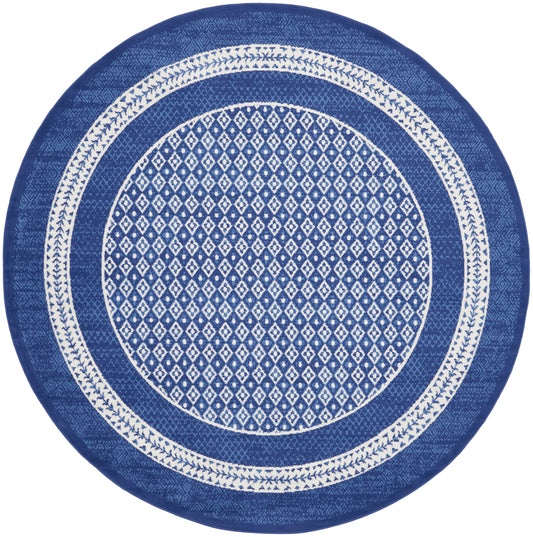 Nourison Whimsicle 8' x Round Navy Farmhouse Indoor Rug