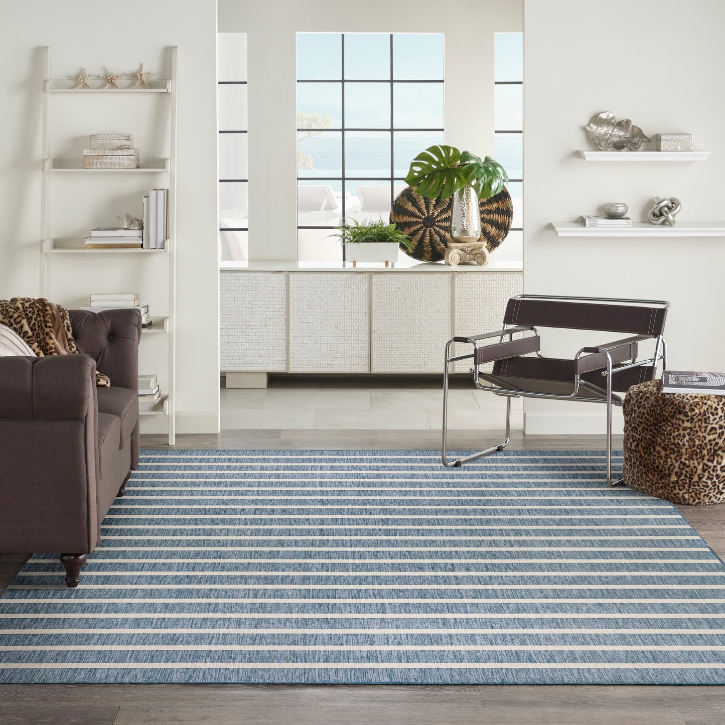 Nourison Positano 9' x 12' Navy Ivory Modern Rug